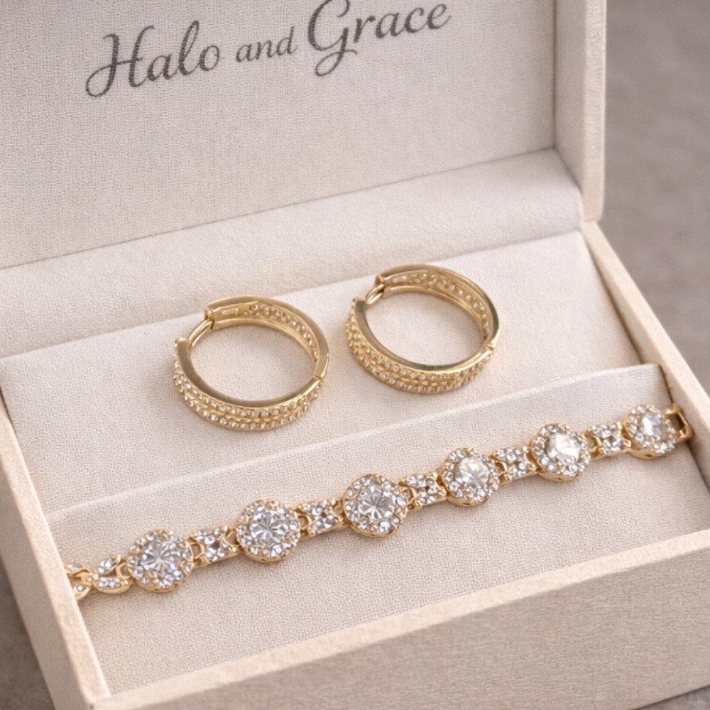14k gold earrings and bracelet - Greek key design earrings and infinity bracelet